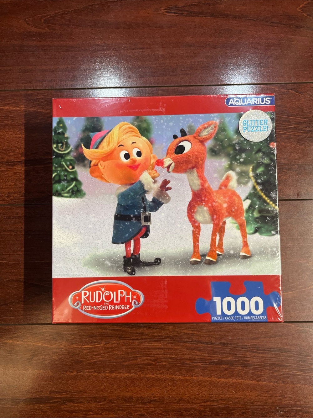SEALED Rudolph The Red-Nosed Reindeer 1000 Piece Glitter Puzzle Jigsaw Snow New